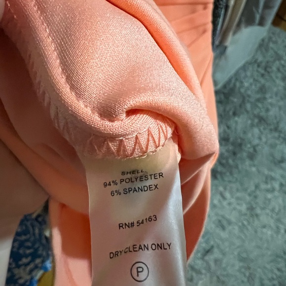 Calvin Klein Tangerine Orange Dress Sleeveless Gathered Sheath Starburst | 4P - Picture 2 of 5